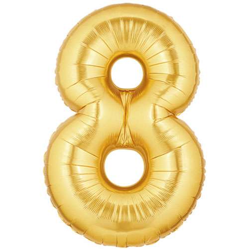 Gold Foil Number Balloon - 8 - Click Image to Close